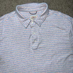 Faherty Polo Shirt Mens Large Blue White Striped Cotton Modal Stretch Movement